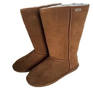 Bearpaw Emma Tall Hickory Brown Winter Suede Sheepskin Boots Women's 12